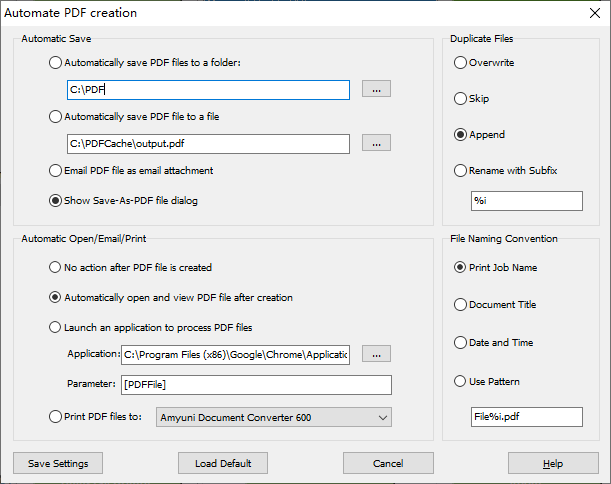 Automatic save PDF files without prompt